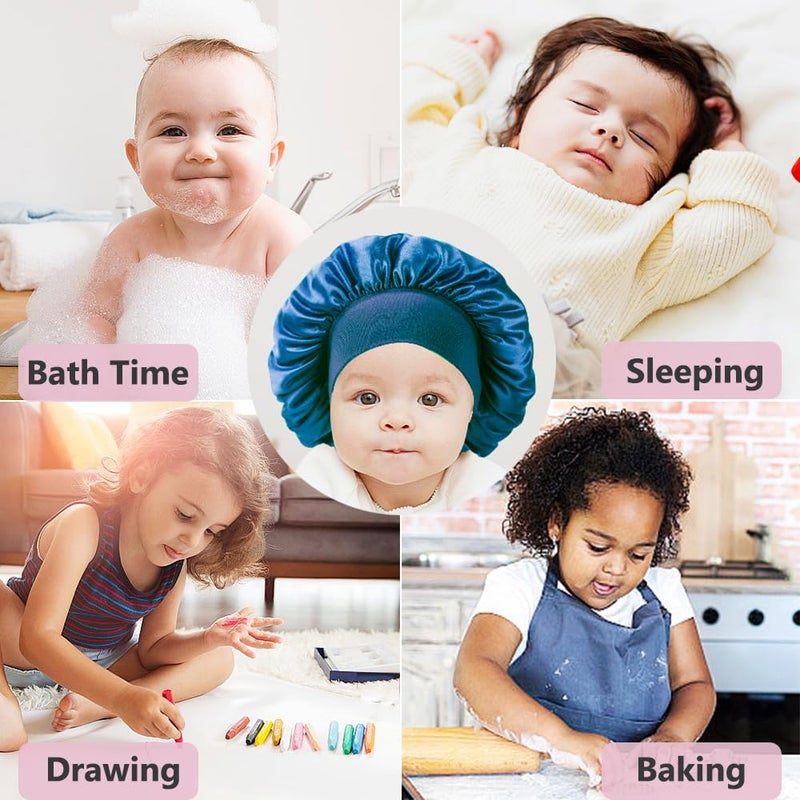 Himoswis 3 Pcs Baby Bonnets Infant Hair Sleep Cap for Sleeping for Girls,Boys (Pink+Purple+Teal) - Image 3